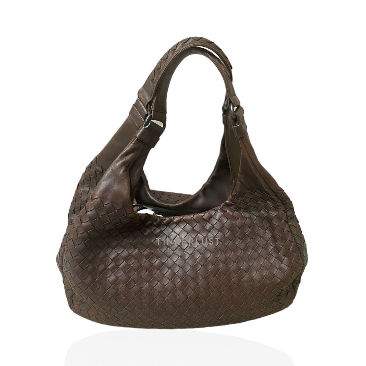 tas shoulder bag Bottega Veneta Hobo Medium Brown RHW Shoulder Bag Tinkerlust